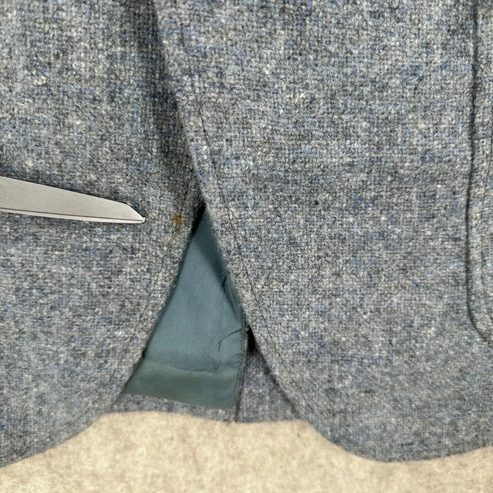 VTG Tweed Sport Coat Mens 42 L Grey/Blue Wool Blazer Elbow Patches‎ USA